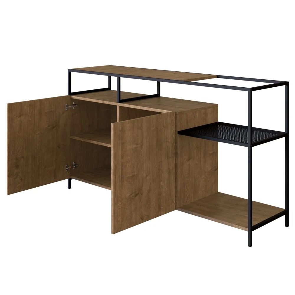 Buffet Para Sala de Jantar 2 Portas Pés Metálicos Dinâmico Vermont/Preto - Artesano