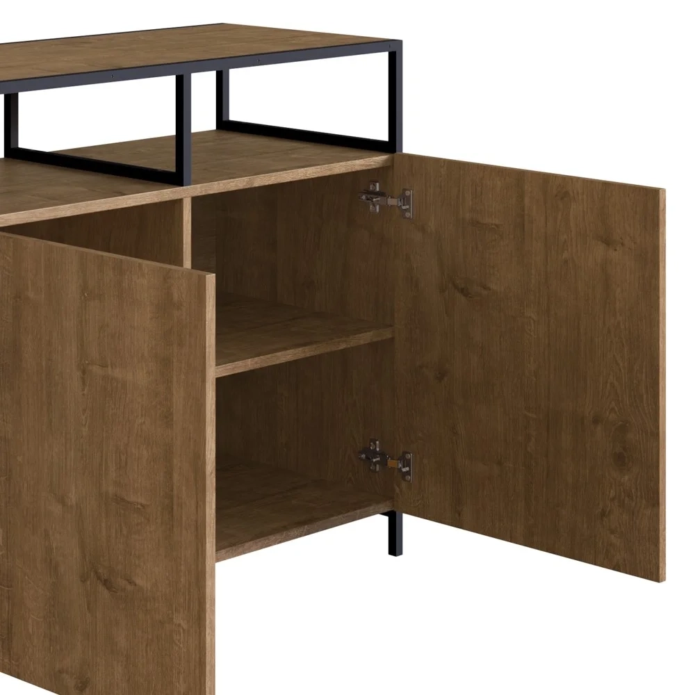 Buffet Para Sala de Jantar 2 Portas Pés Metálicos Dinâmico Vermont/Preto - Artesano