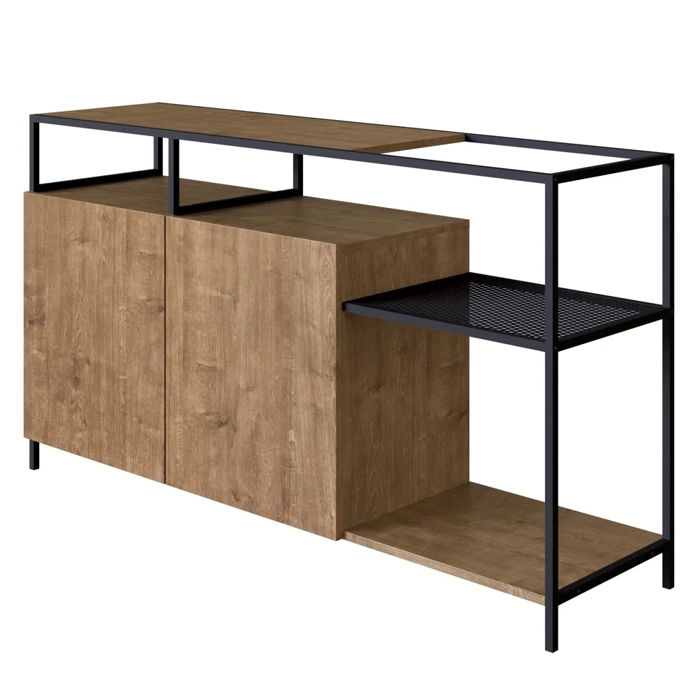 Buffet Para Sala de Jantar 2 Portas Pés Metálicos Dinâmico Vermont/Preto - Artesano