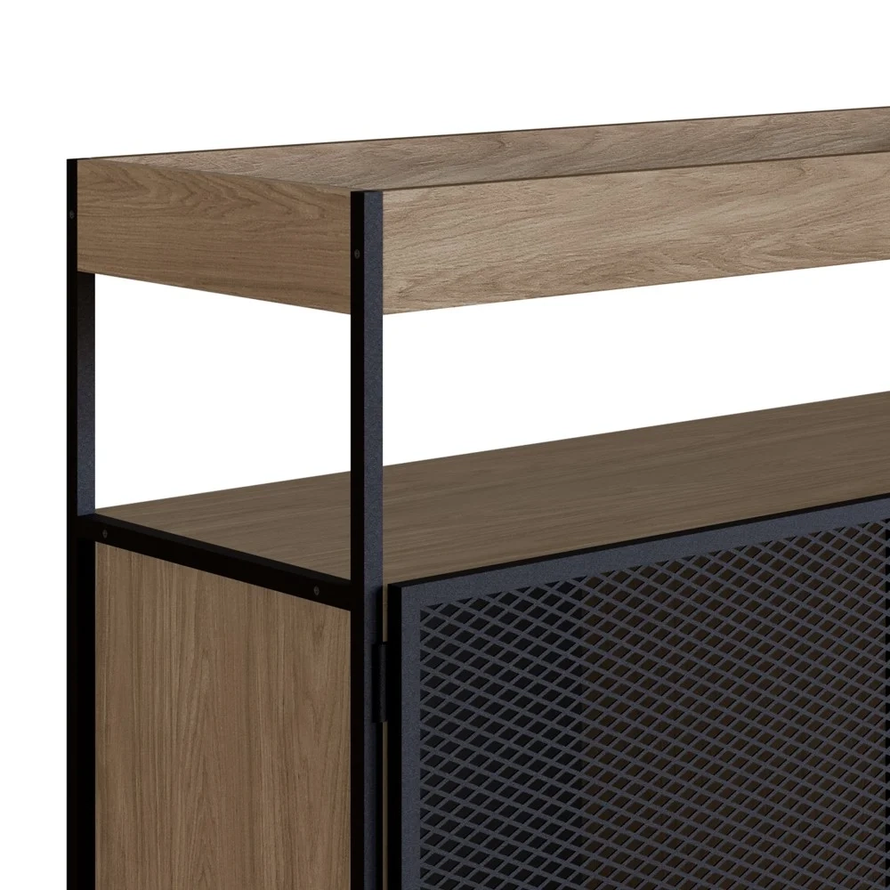 Balcão Buffet Para Sala de Jantar 2 Portas Pés Metálicos York Hanover/Preto - Artesano