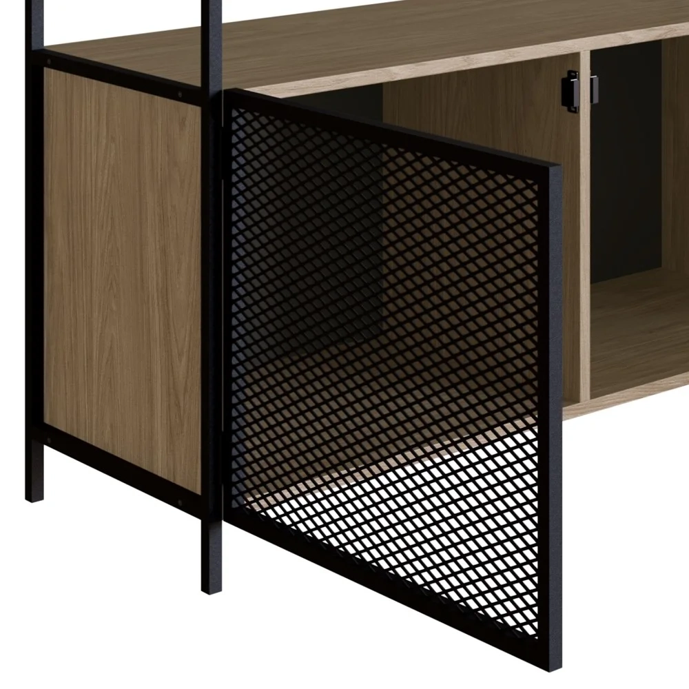 Balcão Buffet Para Sala de Jantar 2 Portas Pés Metálicos York Hanover/Preto - Artesano