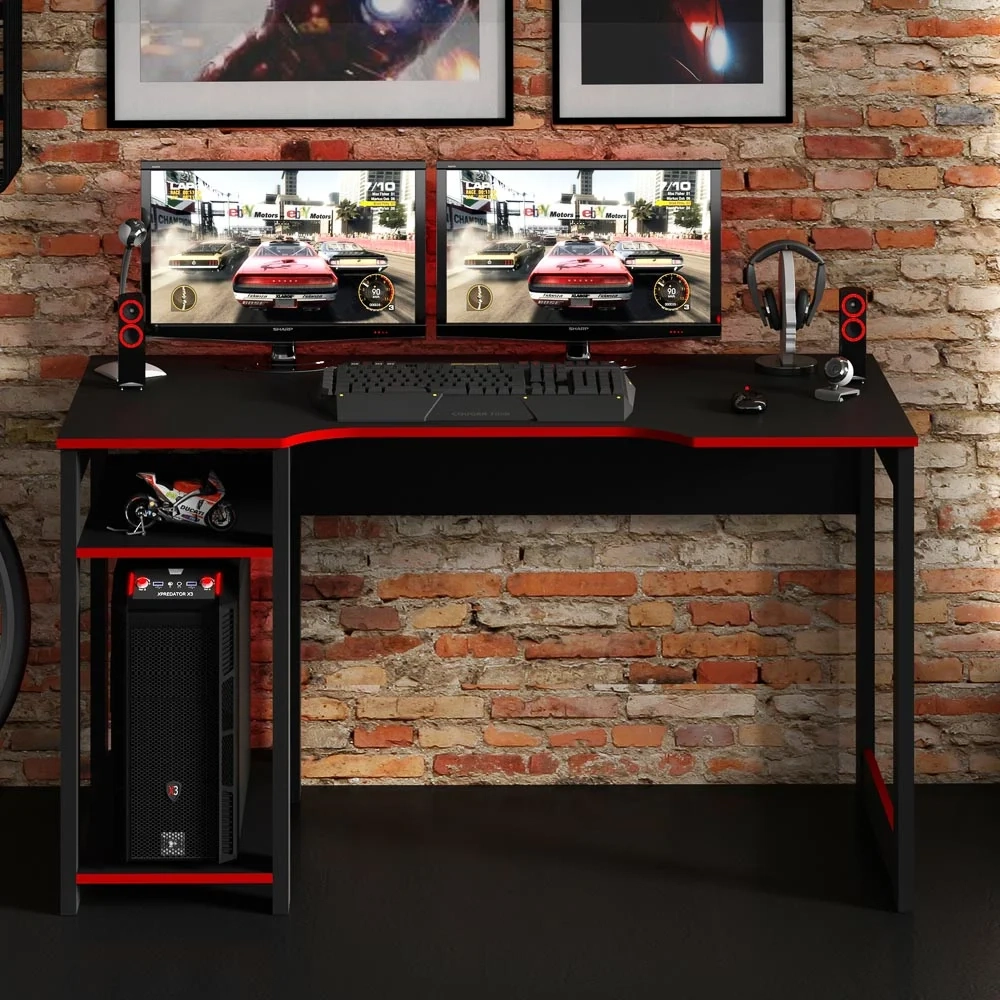 Mesa Para Computador Notebook Gamer ME4152 Preto/Vermelho - Tecno Mobili