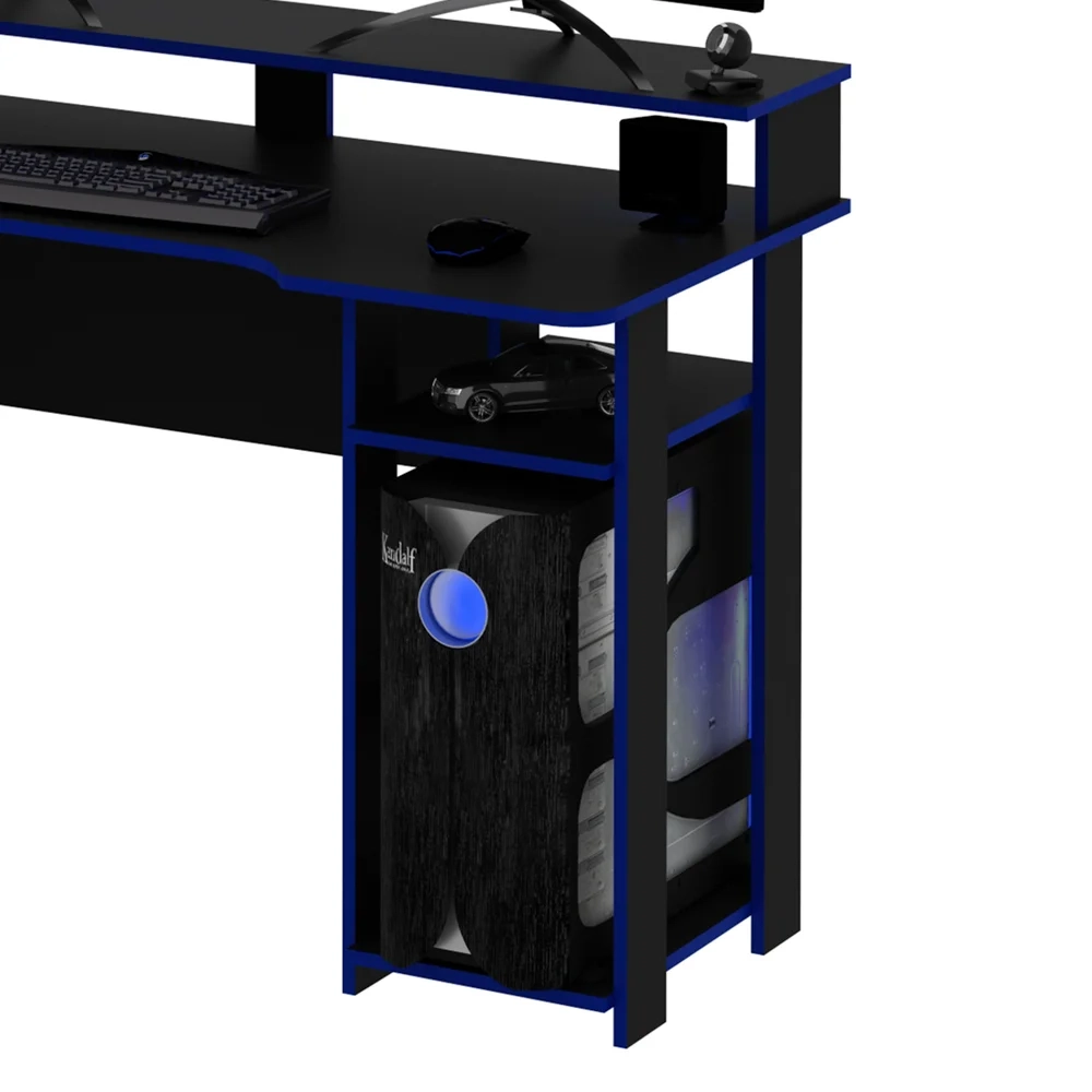 Mesa Para Computador Notebook Gamer ME4153 Preto/Azul - Tecno Mobili