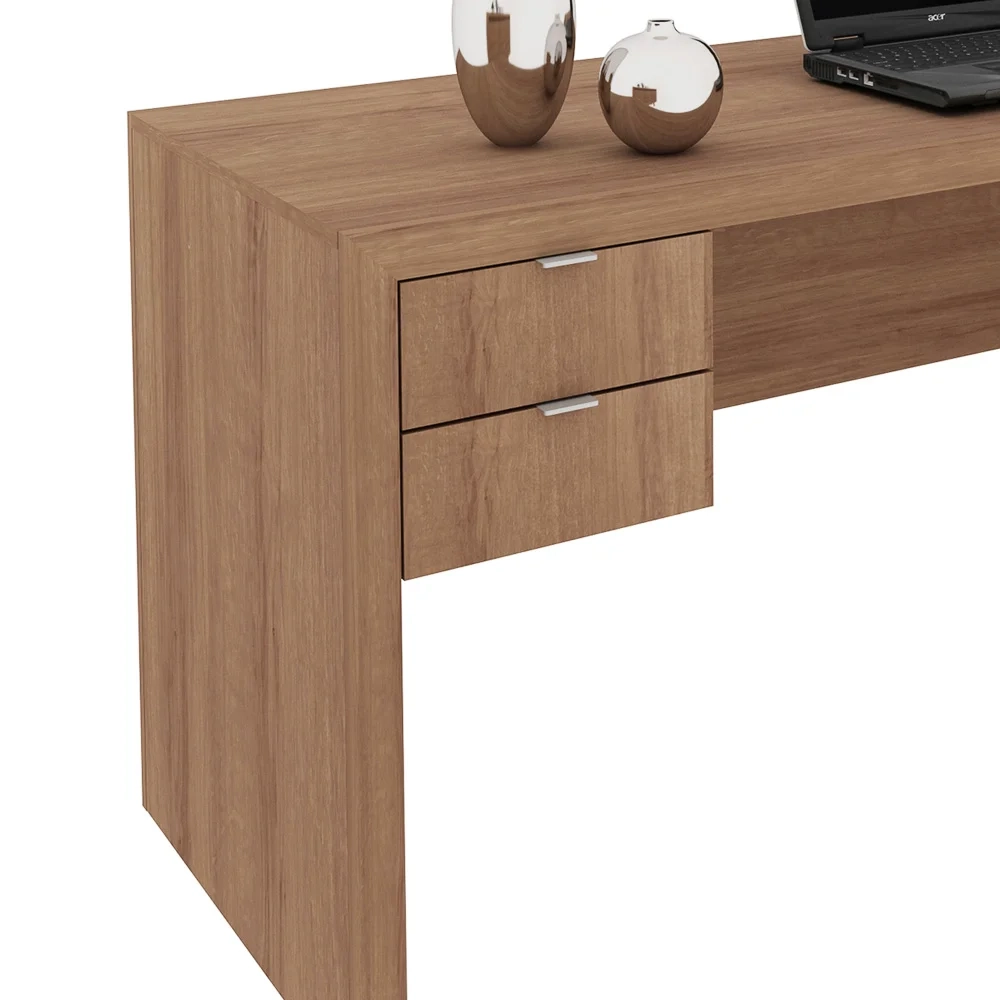 Mesa para Escritório com 02 Gavetas ME4122 Amêndoa - Tecno Mobili