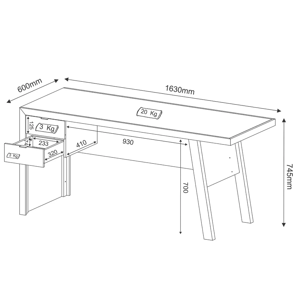 Mesa para Escritório com 02 Gavetas ME4122 Amêndoa - Tecno Mobili