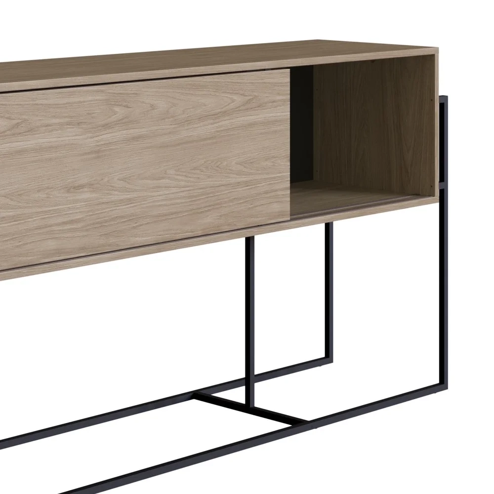 Balcão Aparador Buffet 2 Portas Pés Metálicos York Hanover/Preto - Artesano