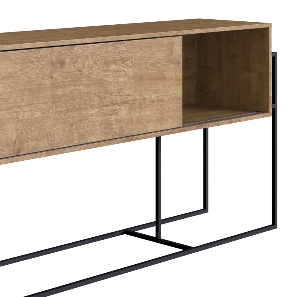 Balcão Aparador Buffet 2 Portas Pés Metálicos York Vermont/Preto - Artesano