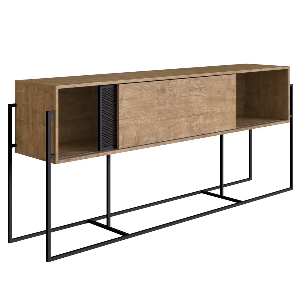 Balcão Aparador Buffet 2 Portas Pés Metálicos York Vermont/Preto - Artesano