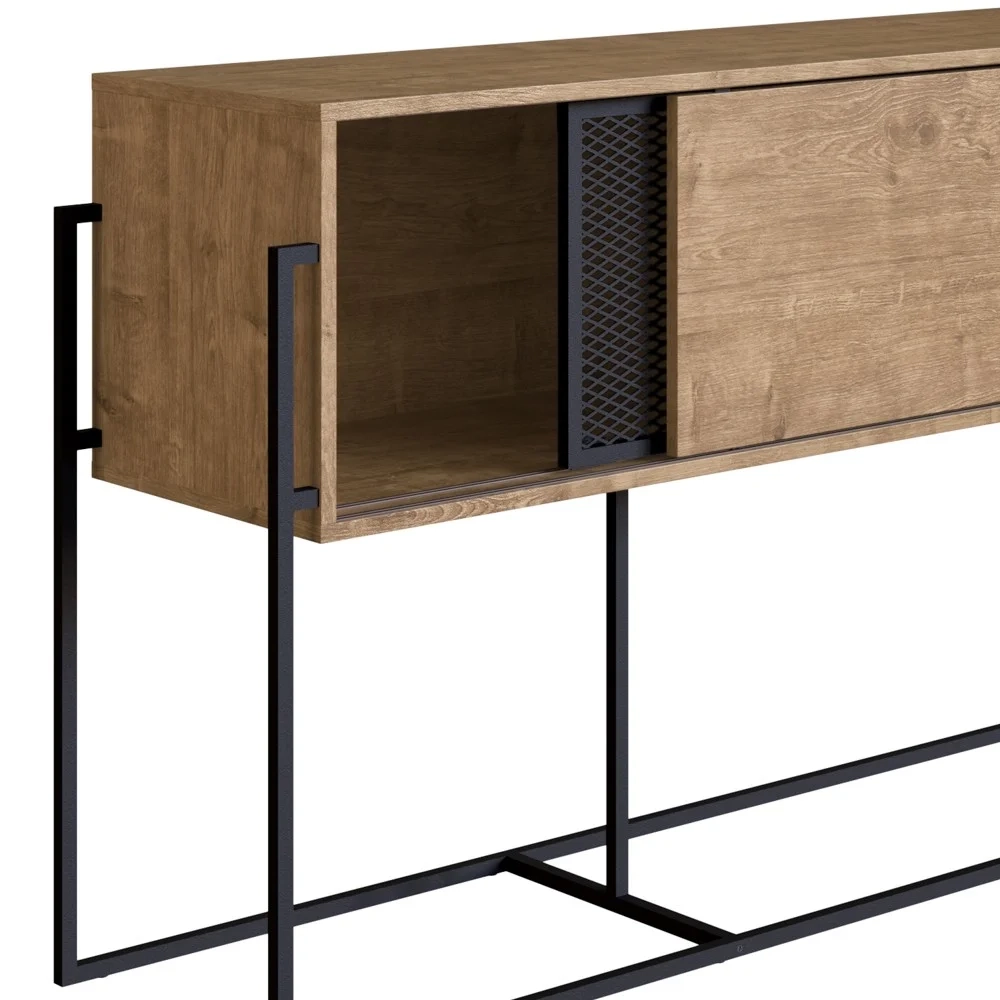 Balcão Aparador Buffet 2 Portas Pés Metálicos York Vermont/Preto - Artesano