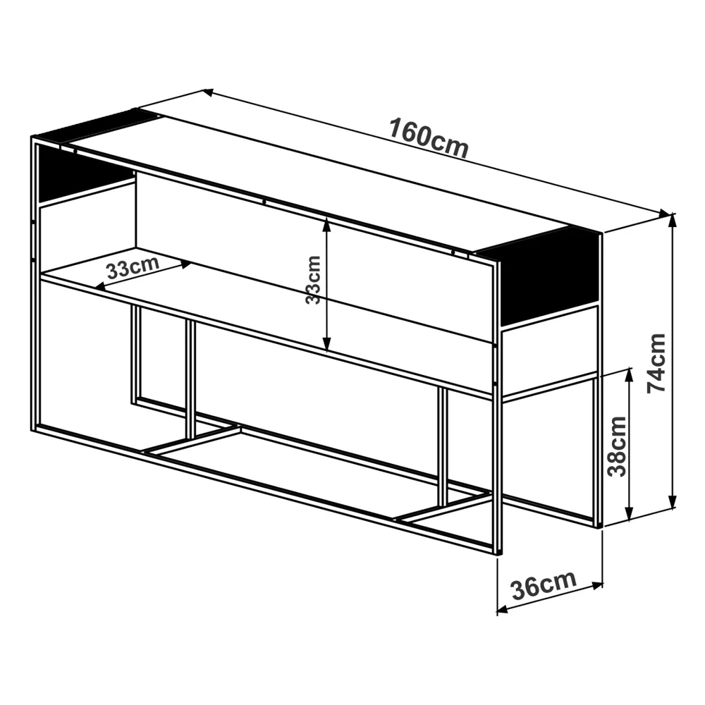 Aparador Para Sala de Estar Pés Metálicos York Hanover/Preto - Artesano