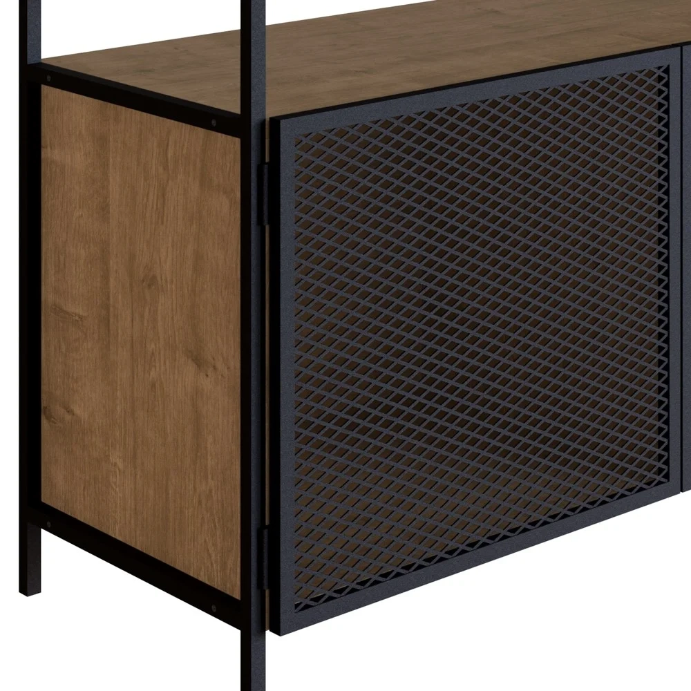 Balcão Buffet Para Sala de Jantar 2 Portas Pés Metálicos York Vermont/Preto - Artesano