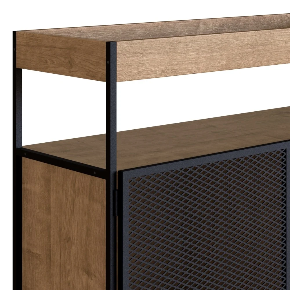 Balcão Buffet Para Sala de Jantar 2 Portas Pés Metálicos York Vermont/Preto - Artesano