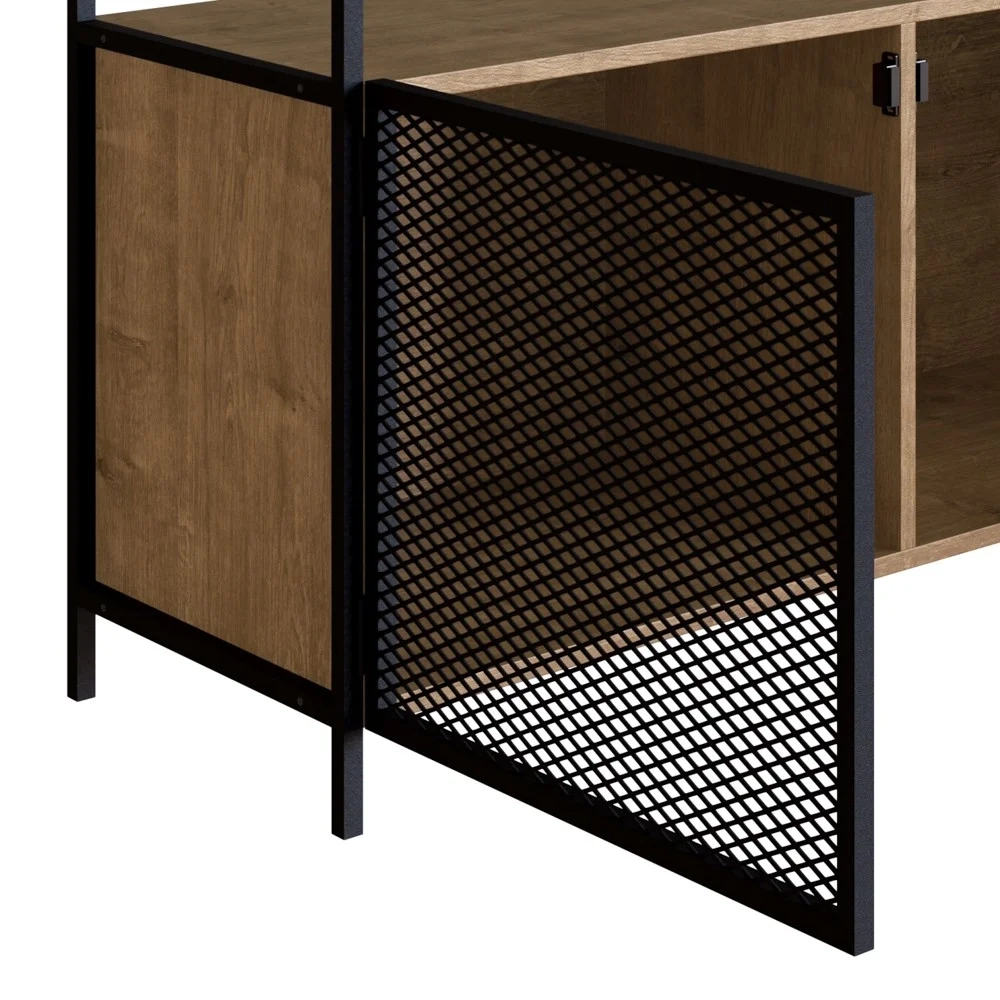 Balcão Buffet Para Sala de Jantar 2 Portas Pés Metálicos York Vermont/Preto - Artesano