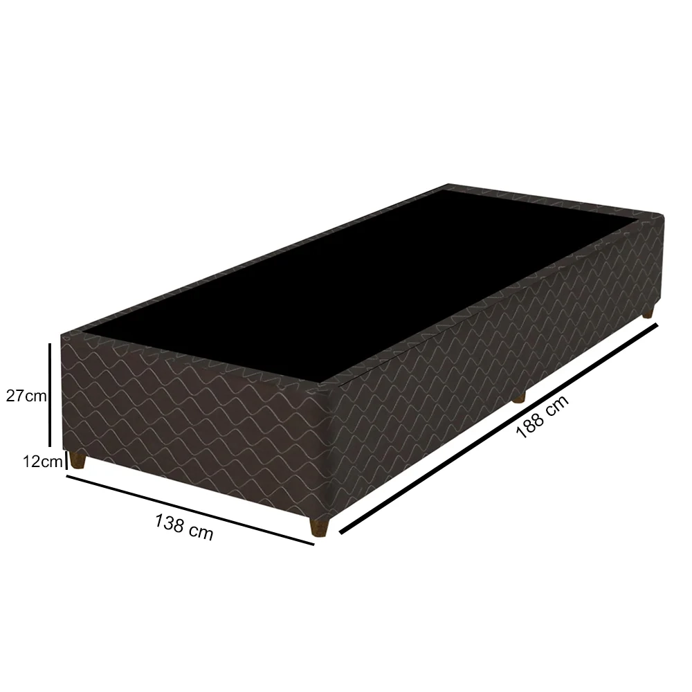 Base Para Cama Box Solteiro 88cm Poliéster Bordado Flora Marrom - Gazin