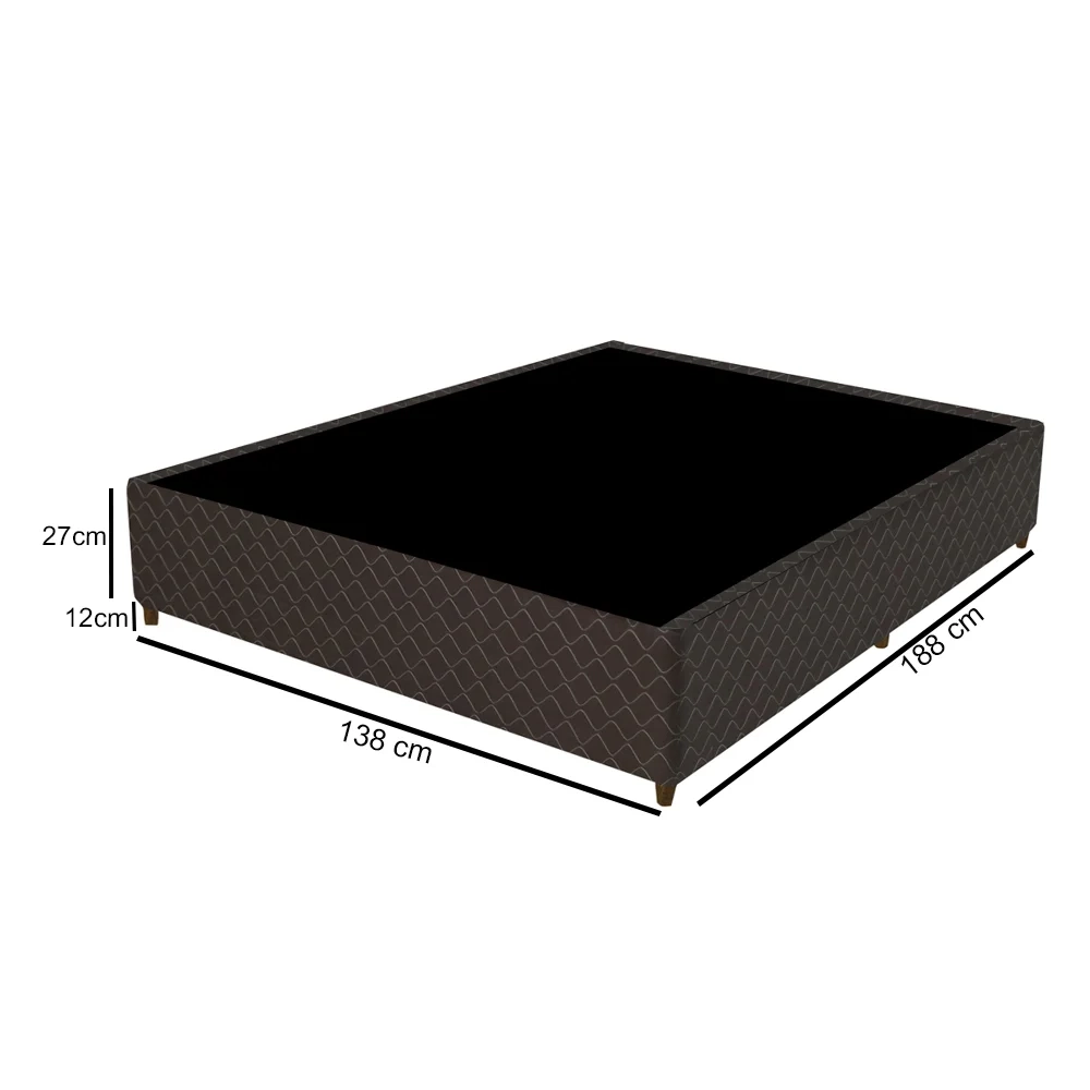 Base Para Cama Box Casal 138cm Poliéster Bordado Flora Marrom - Gazin
