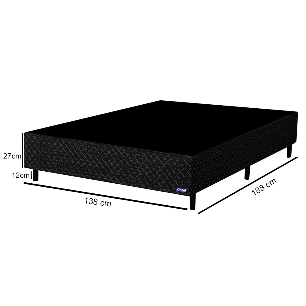 Base Para Cama Box Casal 138cm Poliéster Bordado Perola Negra Preto - Gazin