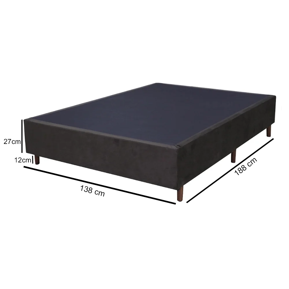 Base Para Cama Box Casal 138cm Suede Liso Tower NW Marrom - Gazin
