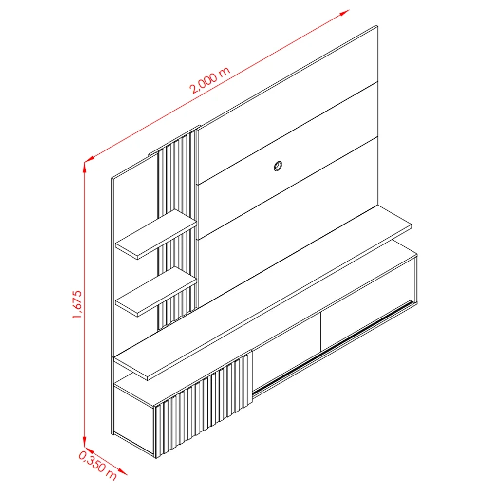 Painel Para TV Até 55 Pol. Bancada Suspensa Atena Fendi/Naturale - Madetec