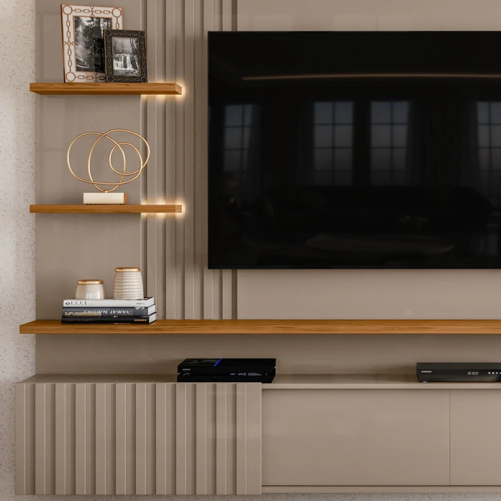 Painel Para TV Até 55 Pol. Bancada Suspensa Atena Fendi/Naturale - Madetec