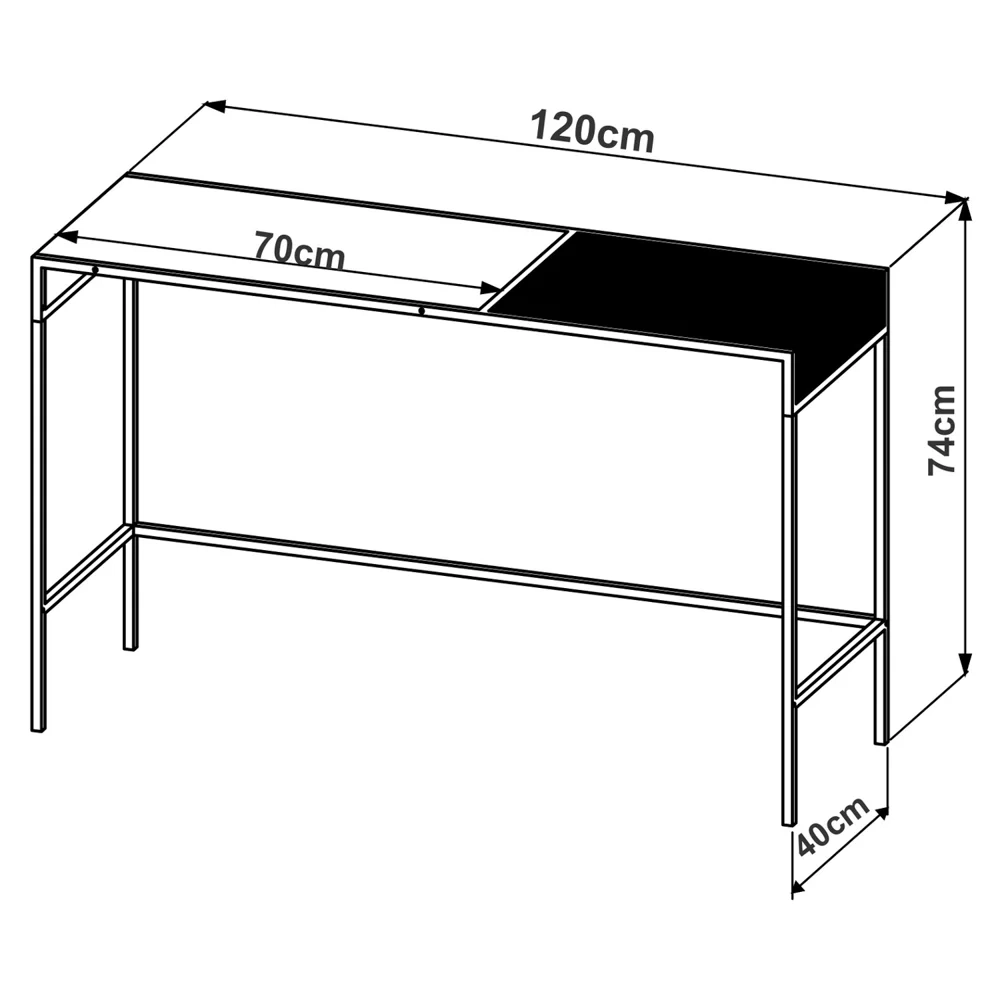 Aparador Para Sala de Estar 120cm Pés Metálicos Dinâmico Vermont/Preto - Artesano