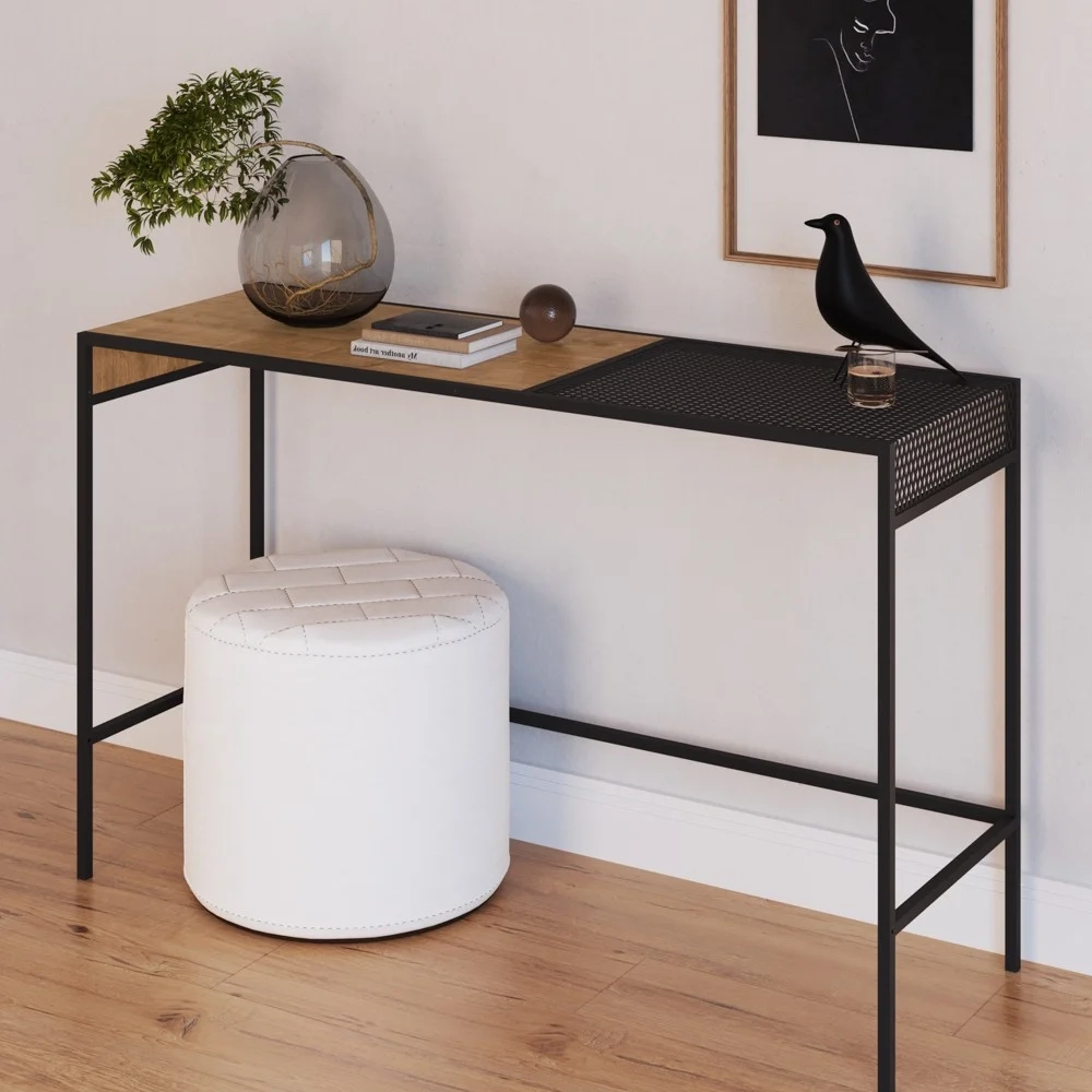 Aparador Para Sala de Estar 120cm Pés Metálicos Dinâmico Vermont/Preto - Artesano