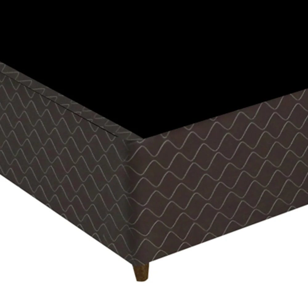 Base Para Cama Box Casal 138cm Poliéster Bordado New York Marrom - Gazin