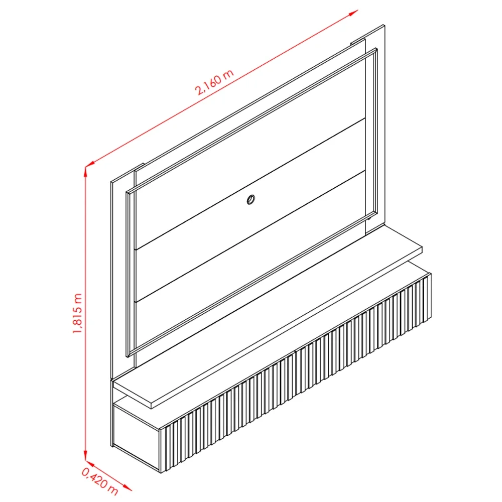 Painel Para TV Até 75 Pol. Com LED 2 Gavetas Gaia Calacata/Off White - Madetec