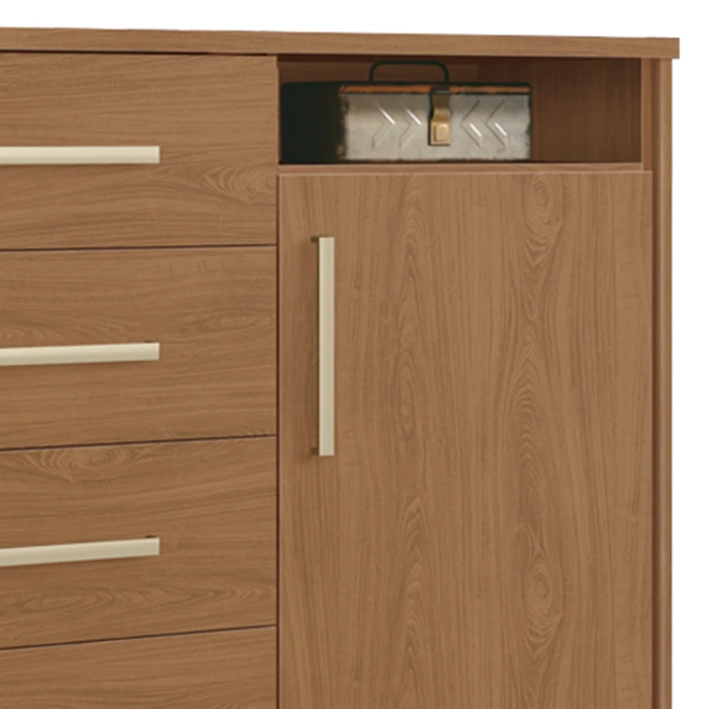 Cômoda 5 Gavetas 1 Porta Siena F08 Freijó - Mpozenato