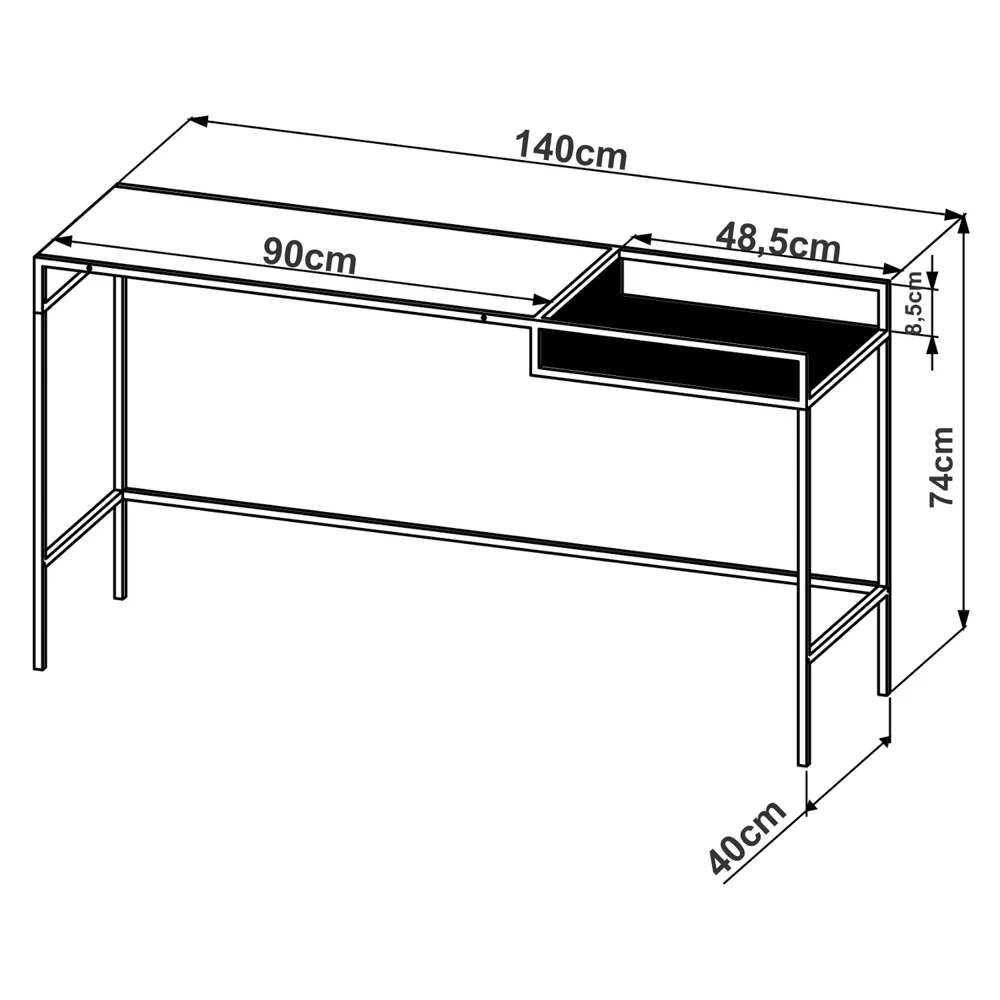 Aparador Para Sala de Estar 140cm Pés Metálicos Dinâmico Hanover/Preto - Artesano