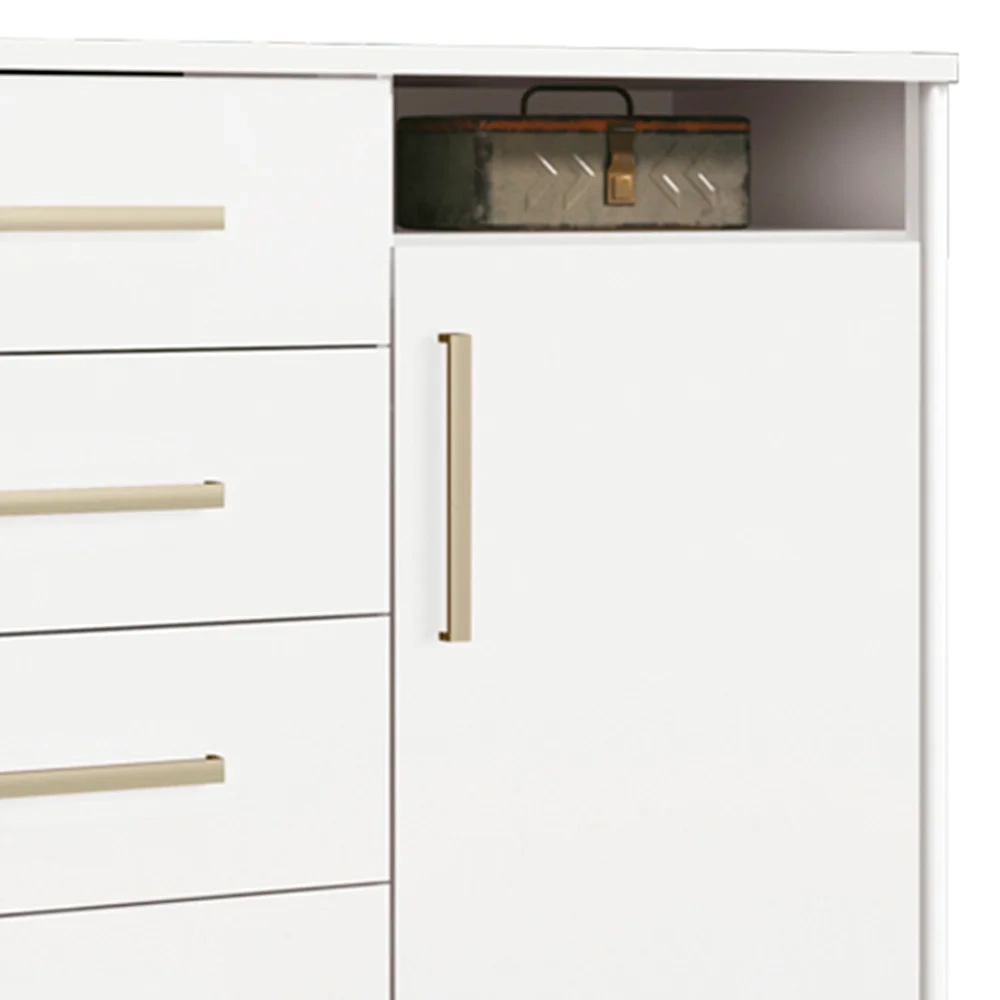 Cômoda 5 Gavetas 1 Porta Siena F08 Branco - Mpozenato
