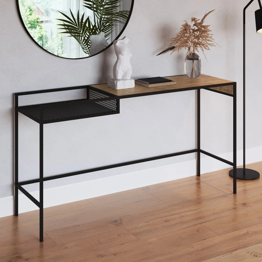 Aparador Para Sala de Estar 140cm Pés Metálicos Dinâmico Vermont/Preto - Artesano