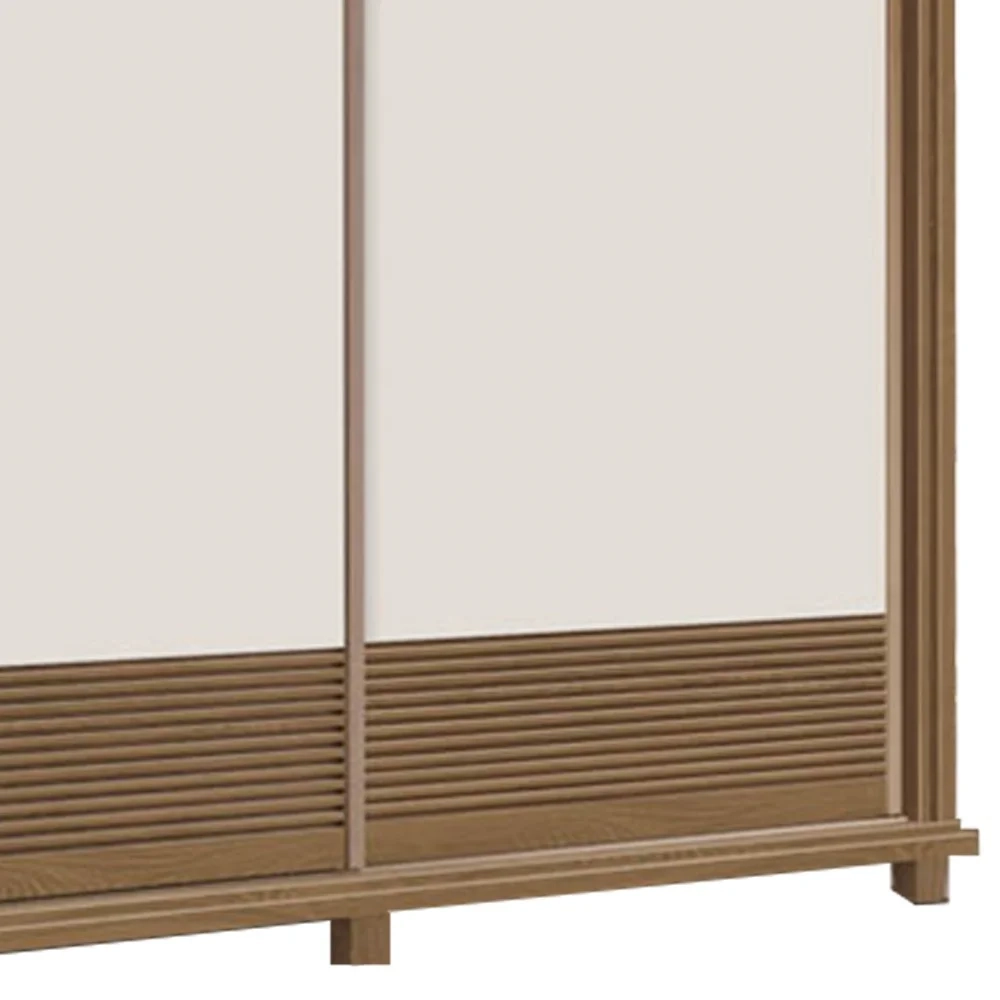 Guarda Roupa 250cm 3 Portas Deslizante Sem Espelho 4 Gavetas Doratto F08 Freijó/Off White - Mpozenato