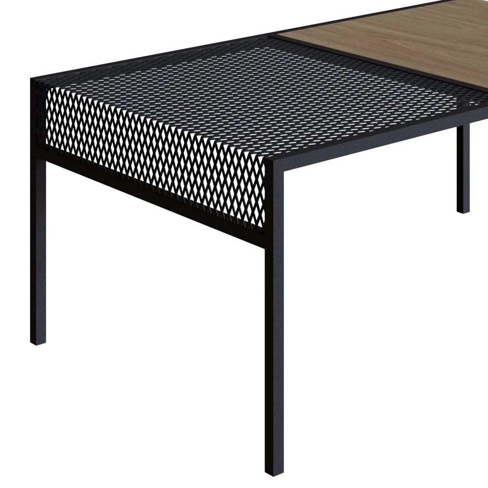 Mesa de Centro Retangular Estilo Industrial York Hanover/Preto - Artesano