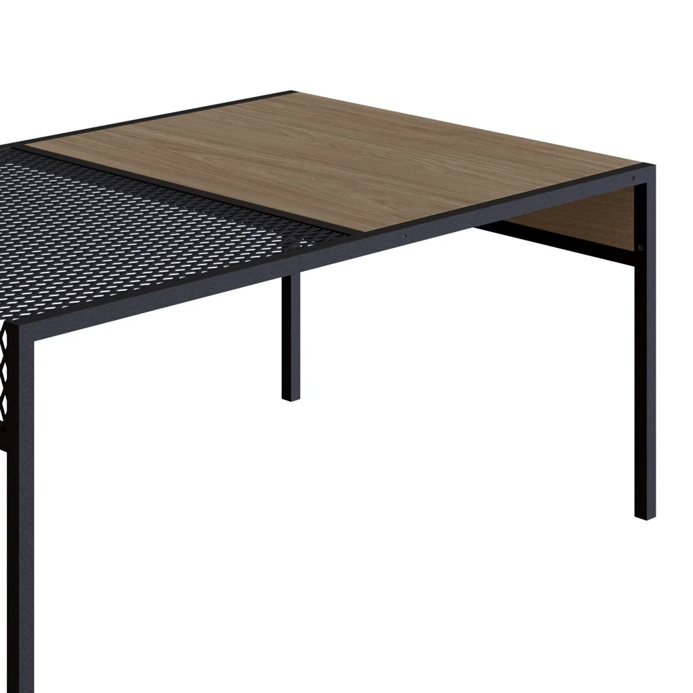 Mesa de Centro Retangular Estilo Industrial York Hanover/Preto - Artesano