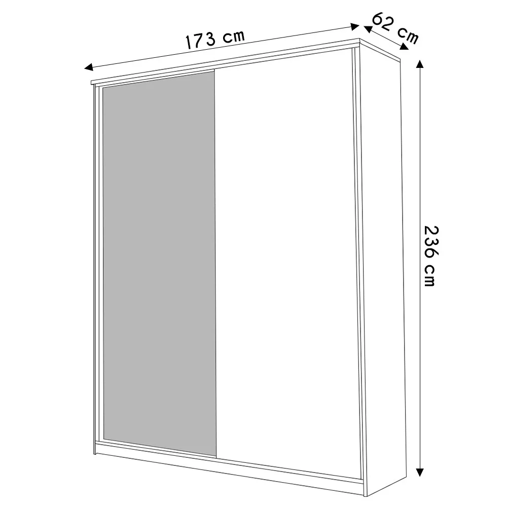 Guarda Roupa 2 Portas Deslizante 1 Com Espelho 3 Gavetas Spazio Freijó/Off White - Mpozenato