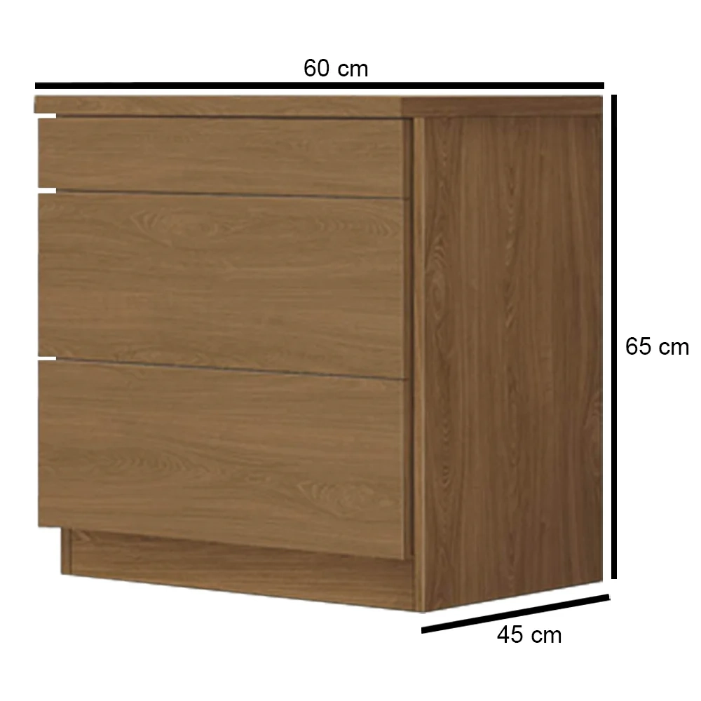 Mesa de Cabeceira 3 Gavetas Versátile Box F08 Freijo - Mpozenato