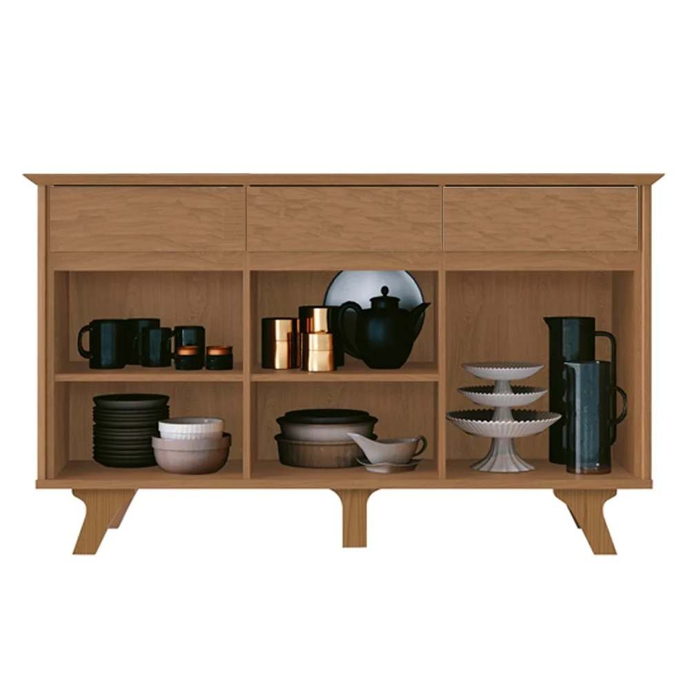 Balcão Buffet 3 Portas e 3 Gavetas Buono F08 Freijó - Mpozenato