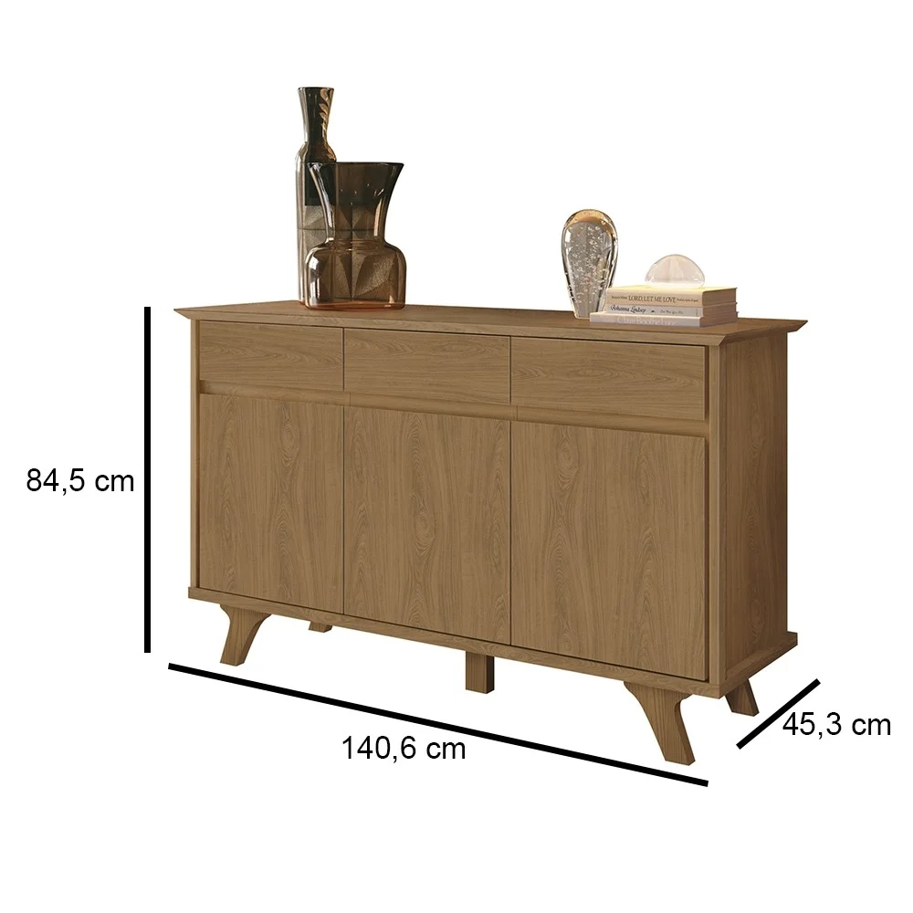 Balcão Buffet 3 Portas e 3 Gavetas Buono F08 Freijó - Mpozenato