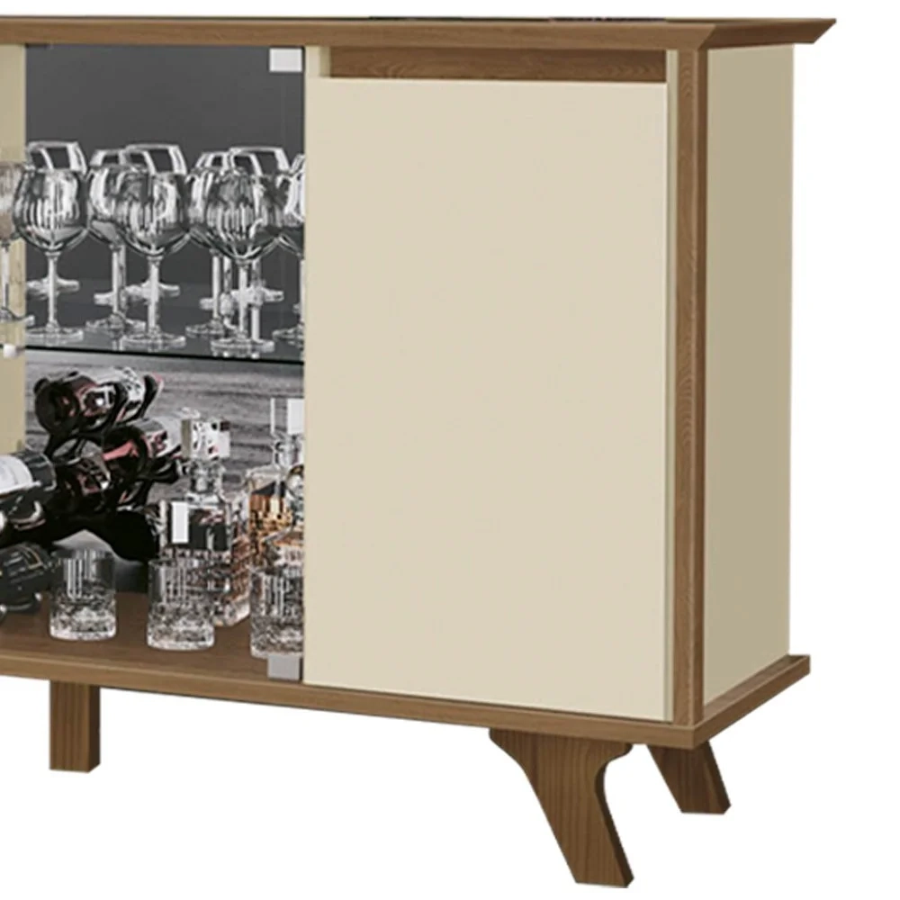 Balcão Buffet 4 Portas 3 Prateleiras Requinte F08 Freijó/Off White - Mpozenato