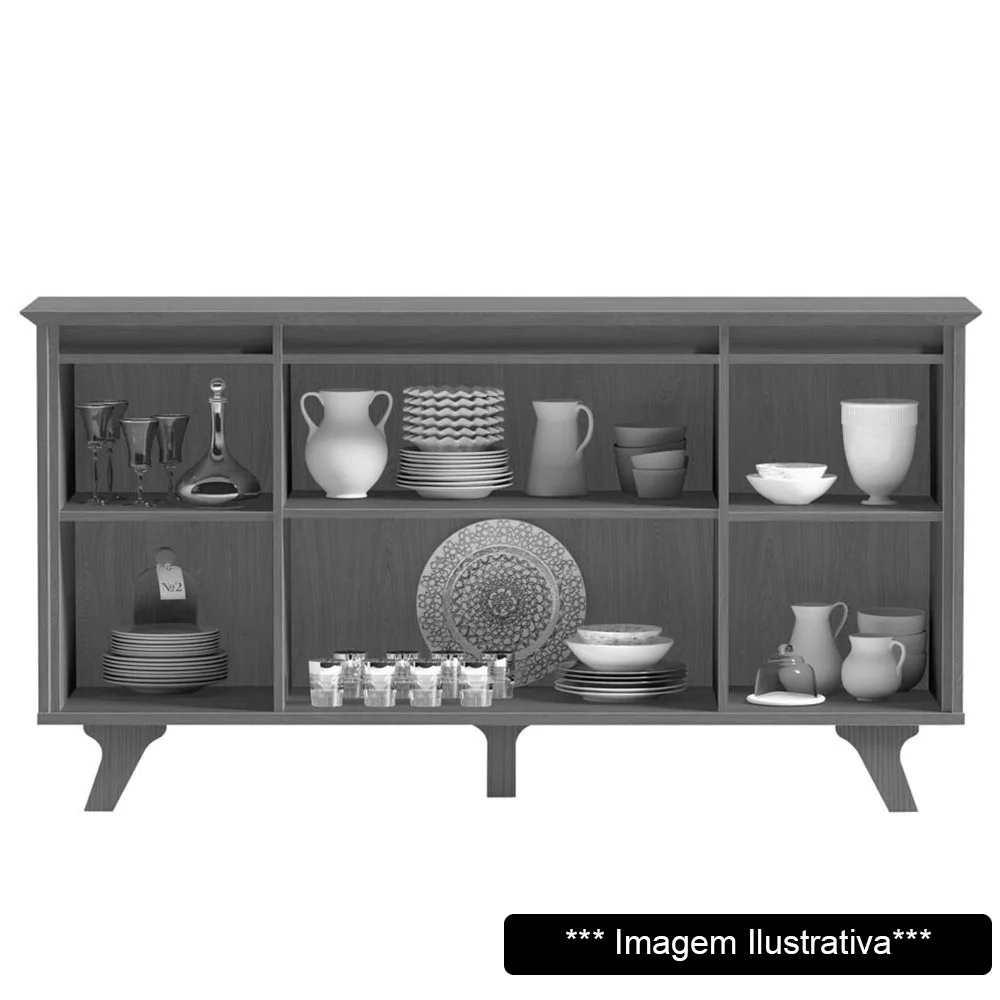 Balcão Buffet 4 Portas 3 Prateleiras Supreme F08 Freijó/Off White - Mpozenato