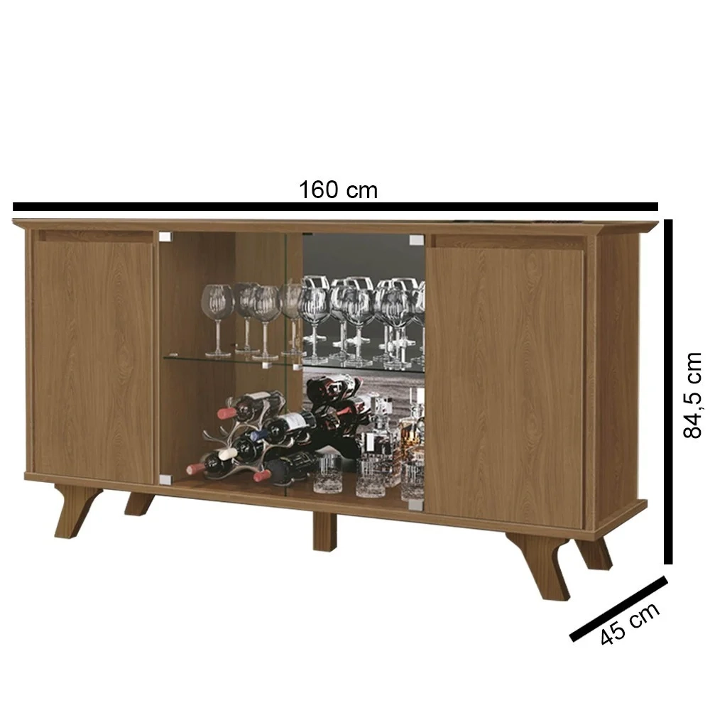 Balcão Buffet 4 Portas 3 Prateleiras Requinte F08 Freijó - Mpozenato