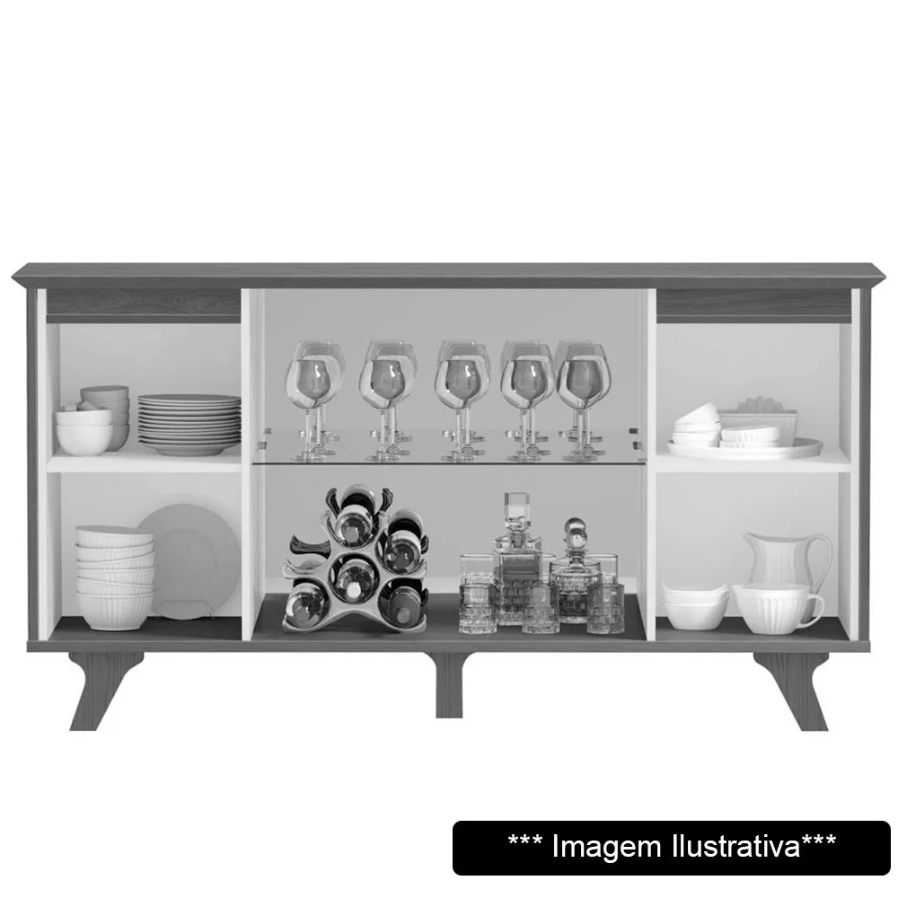 Balcão Buffet 4 Portas 3 Prateleiras Requinte F08 Freijó - Mpozenato