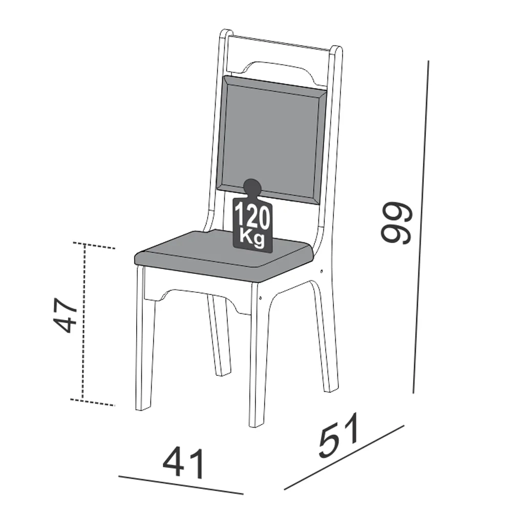Kit 2 Cadeiras Para Sala de Jantar Assento Estofado Luci D01 Freijó/Havana - Mpozenato