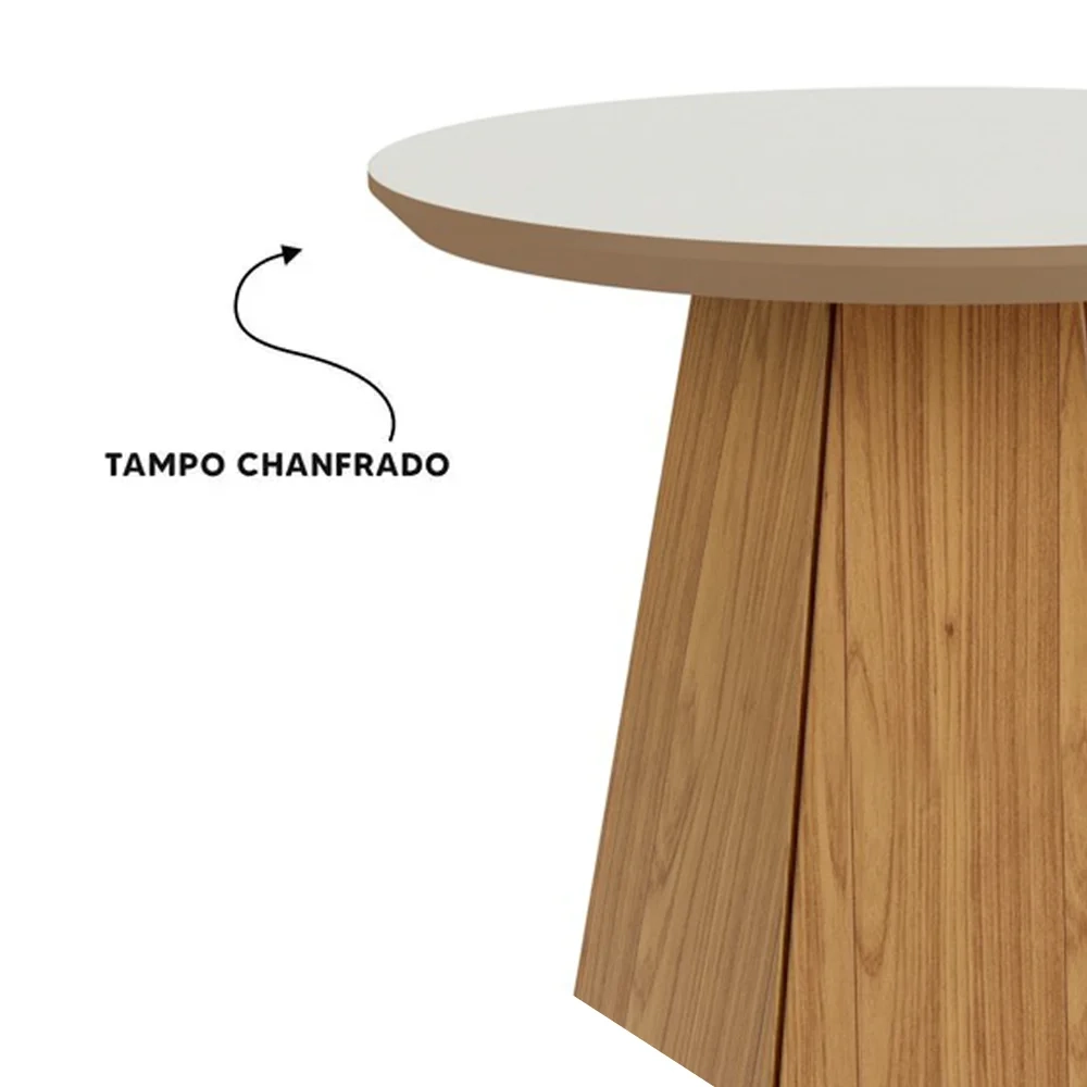 Mesa de Apoio Base Hexagonal West D01 Off White/Freijó - Mpozenato