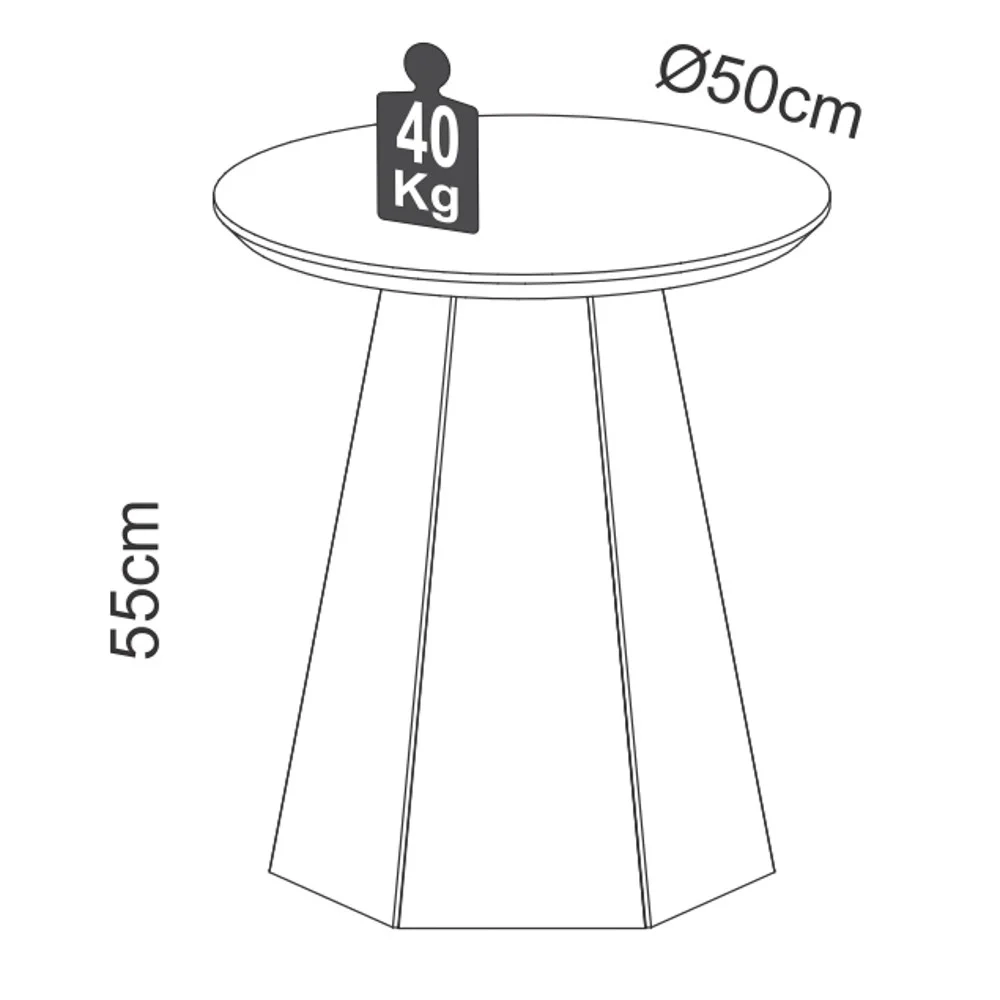 Mesa de Apoio Base Hexagonal West D01 Off White/Freijó - Mpozenato