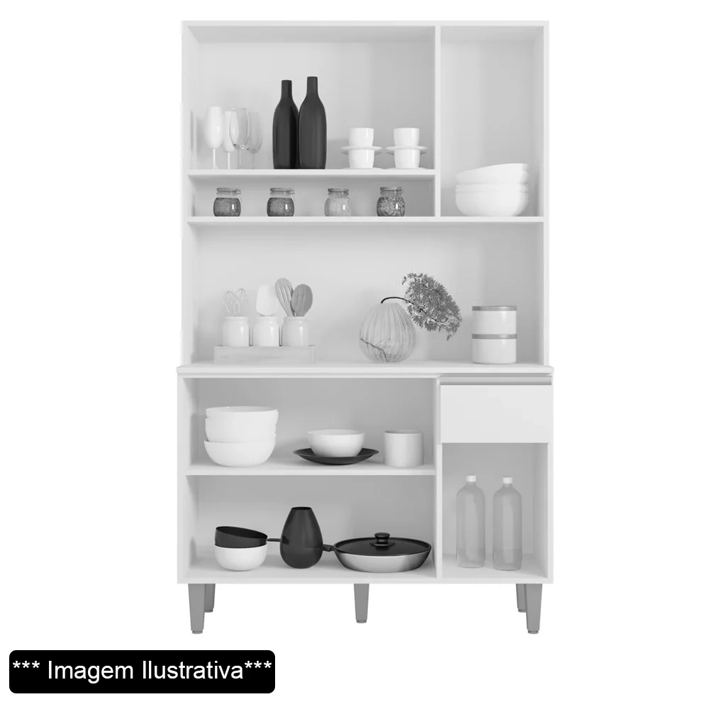 Kit Cozinha Compacta 105cm Com 6 Portas 1 Gaveta Márcia Cinza Escuro - AJL Móveis