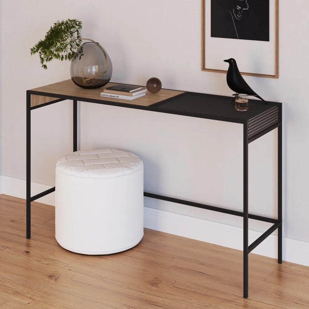 Aparador Para Sala de Estar 120cm Pés Metálicos Dinâmico Hanover/Preto - Artesano