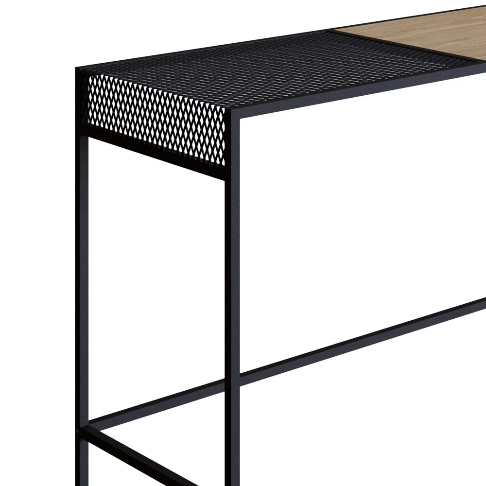 Aparador Para Sala de Estar 120cm Pés Metálicos Dinâmico Hanover/Preto - Artesano