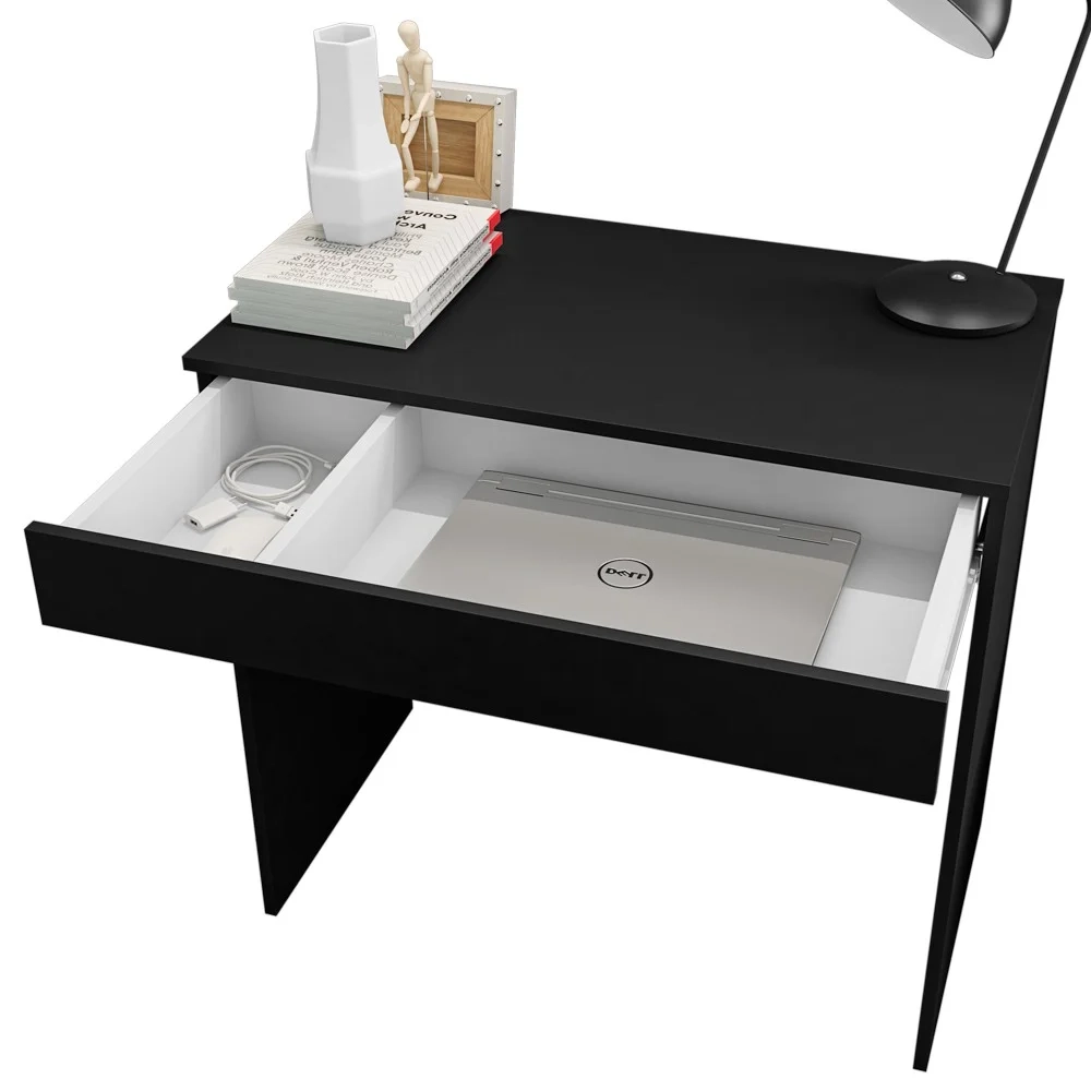 Mesa Para Computador Escrivaninha 1 Gaveta Alexia Preto Fosco - AJL Móveis
