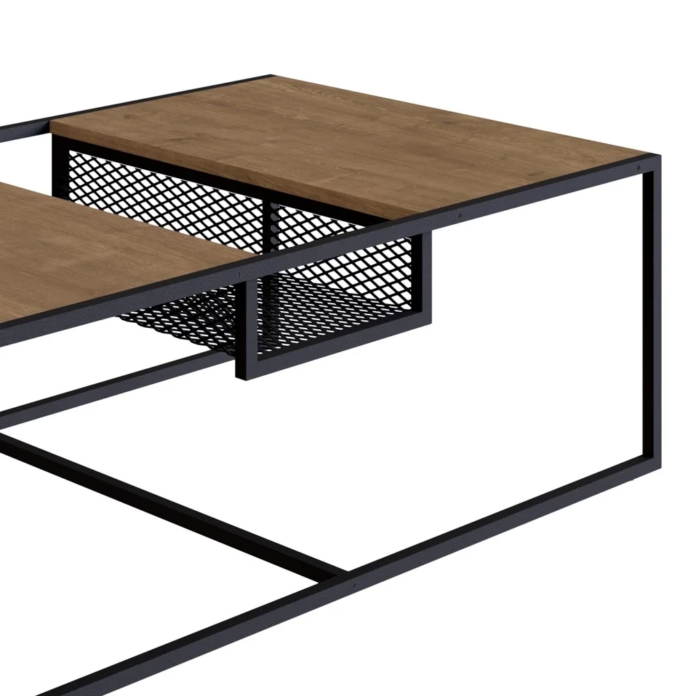 Mesa de Centro Com Nicho Pés Metálicos York Vermont/Preto - Artesano